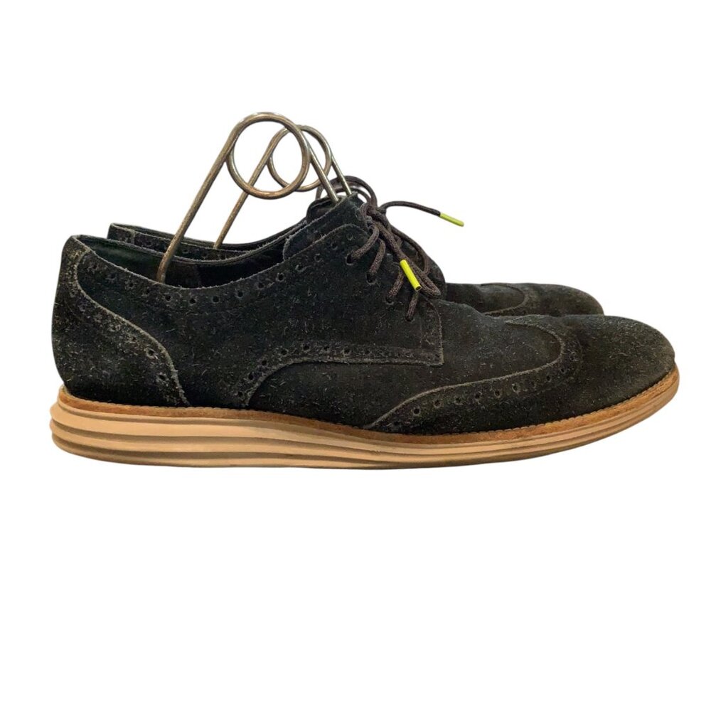 Cole Haan Lunargrand Wingtip Black Suede Brogue Oxford Sneakers Men's 13
